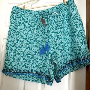 J. Jill Embroidered Tassel Shorts New L